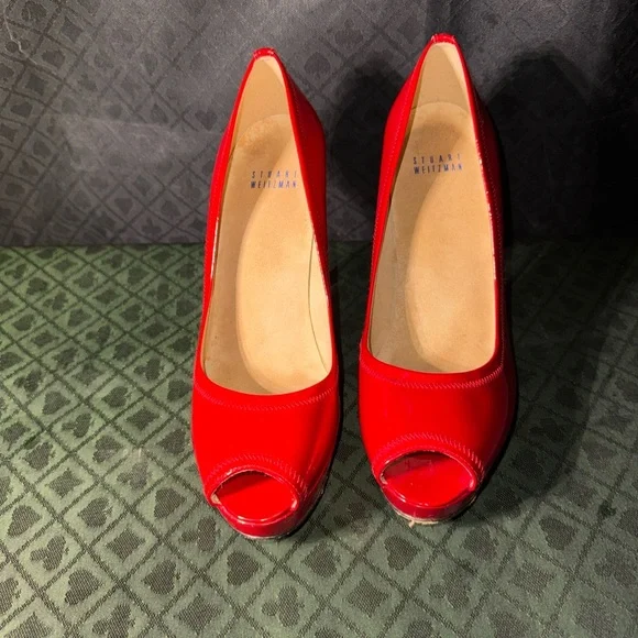 Stuart Weitzman Red Patent Leather Heels - Picture 6 of 16